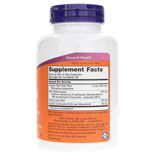Red Yeast Rice 600 Mg with CoQ10 30 Mg, NOW